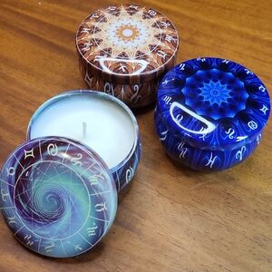 Decorative Zodiac Candle Set - Blue, Brown, and Multicolor